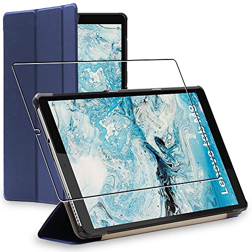 Ebeststar - Cover Per Lenovo Tab M8 2021 (3Rd Gen), M8 Hd 2019, Custodia Protezione Flip Magnetica, Slim Case Sottile Pelle Pu, Blu Scuro + Vetro Temp