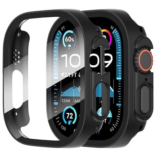 Diruite 2 Pezzi Cover Per Apple Watch Ultra/Ultra 2 49Mm Vetro Temperato Pellicola Protettiva,Protezione Dello Schermo Pc Rigido,Custodia Protettiva U