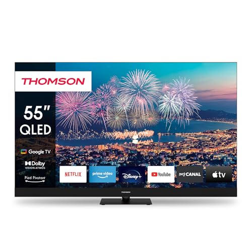 Thomson 55 Pollici (139Cm) Qled Plus Google Smart Tv, Wi-Fi, Dolby Audio, Hdr10, Bluetooth 5.1, Triple-Tuner (Cavo/Satellite/Antenna), Hdmi, Ci+, A+ P