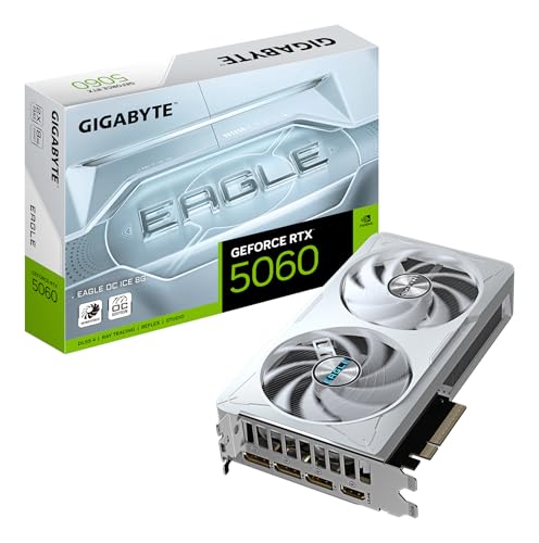 Gigabyte Geforce Rtx 5060 Eagle Oc Ice 8G Scheda Grafica - 8Gb Gddr7, 128Bit, Pci-E 5.0, 2550 Mhz Frequenza Core, 3 X Displayport, 1 X Hdmi, Gv-N5060E
