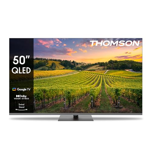 Thomson 50 Pollici (126Cm) Qled Zentraler Standfuß Google Smart Tv, Wi-Fi, Dolby Audio, Hdr10, Bluetooth 5.1, Triple-Tuner (Cavo/Satellite/Antenna), H