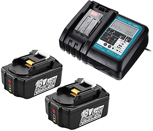 2X Bl1850B Batteria 18V 5Ah Ricambio Per Batterie Makita Con Caricatore Dc18Rc 3A Compatibile Con Makita Bl1860B Bl1830B Rasaerba Makita Dlm431Z Duc35