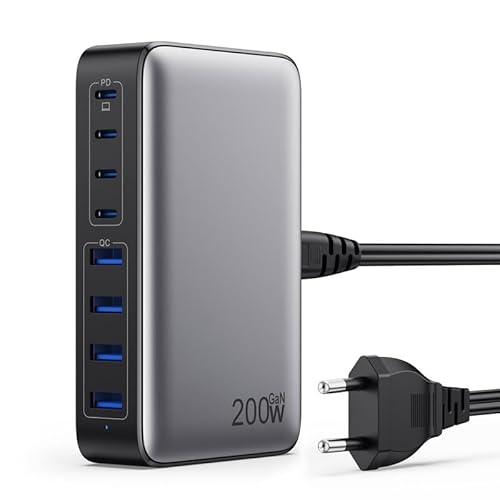 200W Caricatore Usb C Multiplo, Gan Iii 8-Port 65W Caricabatterie Pps Pd Qc Alimentatore Usb C Multipla Stazione Di Ricarica Per Macbook Air/Pro Lapto