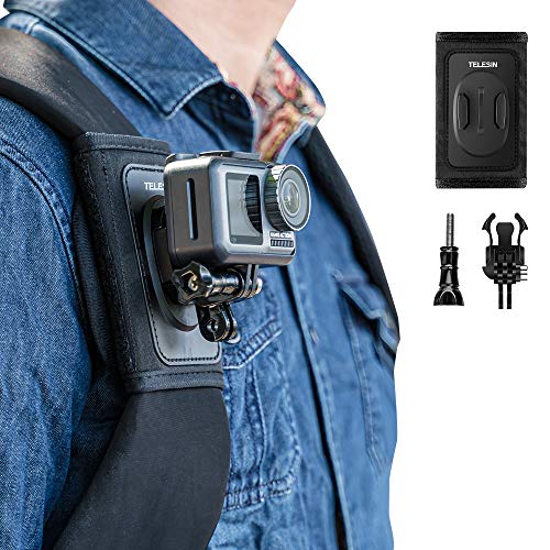 Telesin Supporto Da Zaino E Spallacci Per Gopro Hero 13 12 11 10 9 8 7 6 Max, Insta360, Dji, Con Cuscinetto Regolabile E Gancio A J E Attacco, Accesso