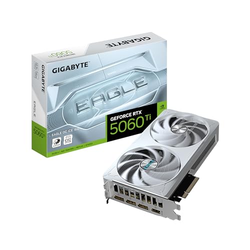 Gigabyte Geforce Rtx 5060 Ti Eagle Oc Ice 16G Scheda Grafica – 16 Gb Gddr7, 128 Bit, Pci-E 5.0, 2617 Mhz Frequenza Del Core, 3 X Displayport, 1 X Hdmi