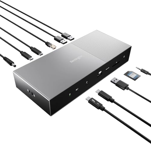 Kensington Sd5000T5 Eq Thunderbolt 5 Docking Station, Triplo Monitor 8K/4K, Lettore Di Schede Sd E Micro Sd, Potenza Alimentazione 140W, 3X Thunderbol