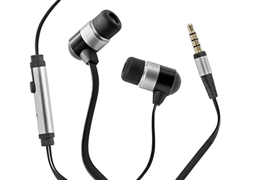 Hi-Fun Hi-Earphones Auricolari Antigroviglio Con Cavo Piatto E Microfono, Argento