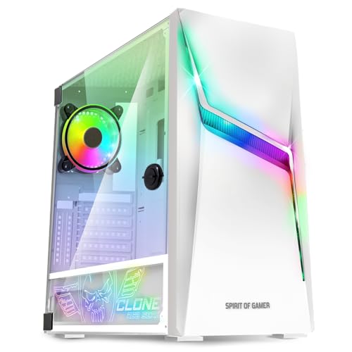 Spirit Of Gamer - Clone 4 - Custodia Pc Gamer Rgb Con Parete Trasparente In Vetro Temperato - Crea Il Tuo Pc Gaming - Torre Medio Compatibile Atx/Matx