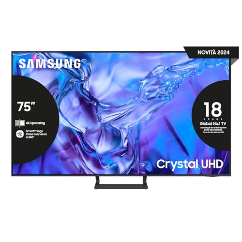 Smart Tv Samsung Ue75Du8570Uxzt Crystal Uhd 4K, Smart Tv 75" Processore Crystal Processor 4K, Slim Look Design, Q-Symphony E Ots Lite, Compatibile Con