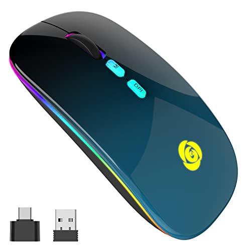Mouse Senza Fili, Mouse Bluetooth Con Ricevitore Usb Type-C, Ricevitore Usb A 2,4 Ghz, 7 Colori, Mouse Wireless Sottile 3 Dpi 800/1200/1600, Compatibi