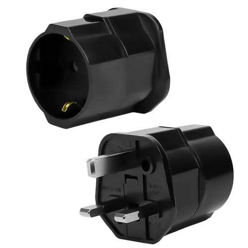 Towkom Adattatore Presa Inglese - 2 Pezzi Adattatore Presa Inglese A Spina Italiana, Adattatore Spina Inglese 3250W Con Fusibile Da 13A, Adattatore Uk