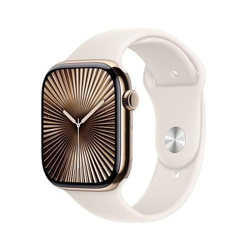Apple Watch Series 10 Gps + Cellular 46 Mm Smartwatch Con Cassa In Titanio Color Oro E Cinturino Sport Loop Galassia - M/L. Fitness Tracker, App Ecg,