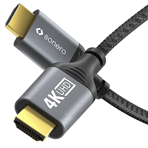 Cavo Sonero® 4K Hdmi, Da Connettore Hdmi A Connettore Hdmi, Hdmi 2.0, 4K 60Hz, 2K 120Hz, Rivestimento In Cotone, Grigio/Nero, 1,00 Metri