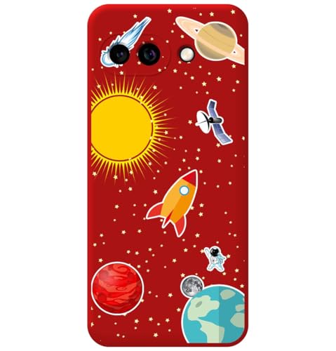 Custodia In Silicone Liquido Rosso Per Google Pixel 9A 5G Design Spazio Disegni