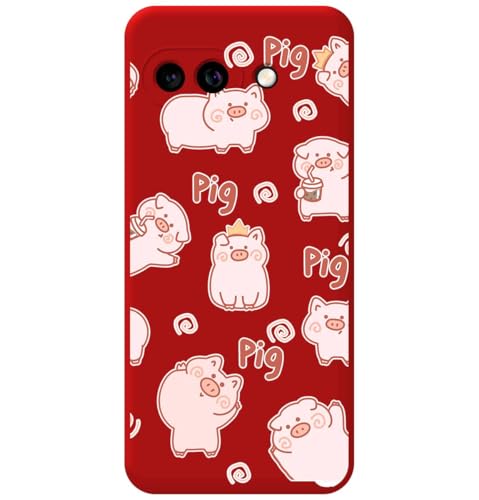 Custodia In Silicone Liquido Rosso Per Google Pixel 9A 5G Design Maiali Disegni