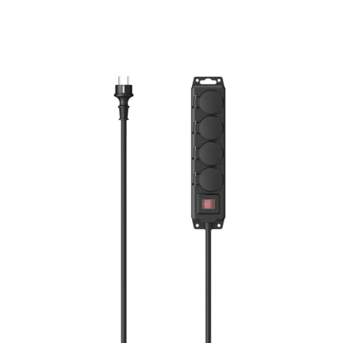 Hama Multipresa Impermeabile 4 Prese Con Interruttore (Multipresa Esterna, Montaggio A Parete, Prolunga 4 M, Blocco 4 Prese Ip44 Con Coperchio, Prese 