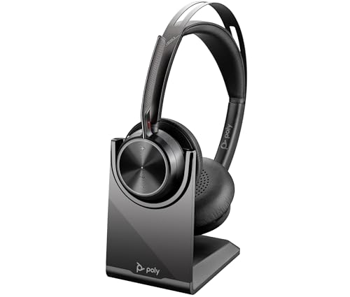 Poly Voyager Focus 2 Usb-C-C Headset Con Adattatore Usb-C/A E Supporto Di Ricarica A58Jdaa, Cancellazione Attiva Del Rumore E Microfono Con Acoustic F