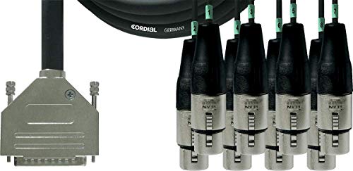 Cordial - Multicore D-Sub 25 Poli Maschio A 8 X Xlr Femmina | 3 M | Tascam Da‑88 Compatibile | Segnale Analogico E Dmx (Cfd 3 Dft)