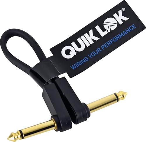 Quik Lok - Fpc/Qb-0,10K Cavo Patch Flat 10 Cm Jack Mono 90° / Jack Mono 90°, Nero Per Pedaliera