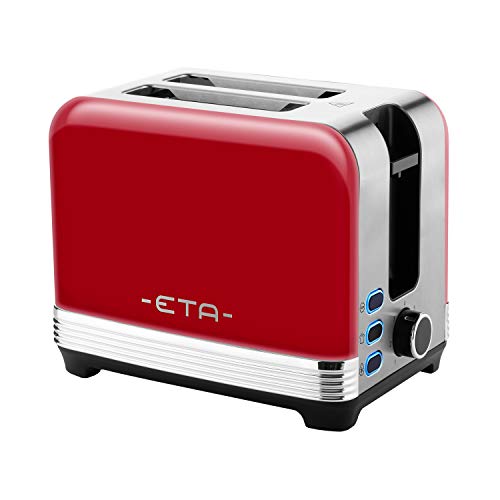 Eta Storio Retro All-Metal Toaster 980 W For 2 Slices Red Bun Attachment