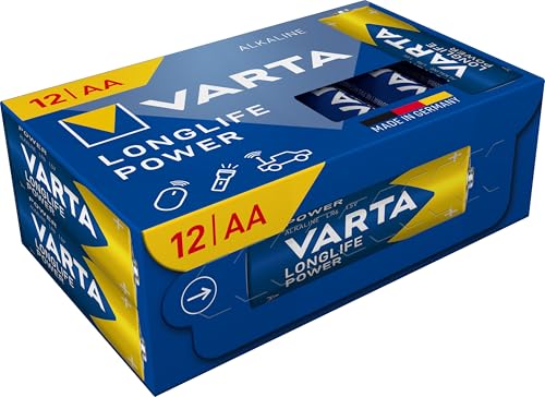 Varta Pile Aa, Confezione Da 12, Longlife Power, Alcaline, 1,5V, Ideale Per Giocattoli, Mouse Wireless, Torce Elettriche, Imballaggio Riciclato Al 90%