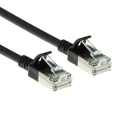 Act Cavo Di Rete Cat6A, U/Ftp Lszh Cavo Lan Sottile 3,8 Mm, Flessibile Snagless Cat 6A Con Connettore Rj45, Per Uso In Data Center, 10 Metri, Nero - D