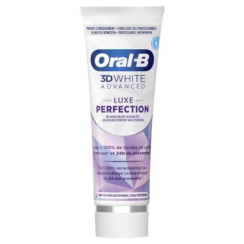 Oral-B Dentifricio Bianchezza 3D White Advanced Luxury Perfection, Con Tecnologia Sbiancante Per Eliminare Le Macchie Di Superficie Dei Denti, Aroma M
