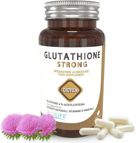 Glutatione Forte Con Nac N-Acetil-Cisteina, Acido Alfalipoico, Cardo Mariano, Vitamina C, E, B2 E Minerali. Glutatione Ridotto Per Una Pelle Giovane.
