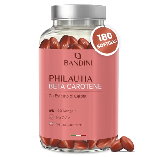 Bandini® Betacarotene | Integratore Per Abbronzatura Forte Intensa E Pelle Radiosa | 180 Softgels | Apporto Di Vitamina A Per Un Colorito Luminoso Tut