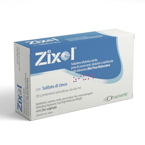 Zixol 20X0.6Ml - Gocce Oculari Idratanti E Lubrificante Con Acido Ialuronico - Sollievo E Protezione Per Occhi Stanchi E Secchi - Indicato Per Occhi S