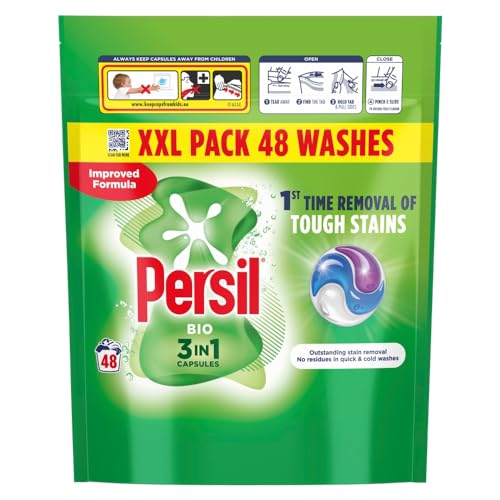 Persil Capsule Di Lavaggio Bio 3 In 1 Per La Prima Volta Rimozione Di Macchie Ostinate, Eccezionale Rimozione Delle Macchie In Lavaggi Rapidi E Freddi