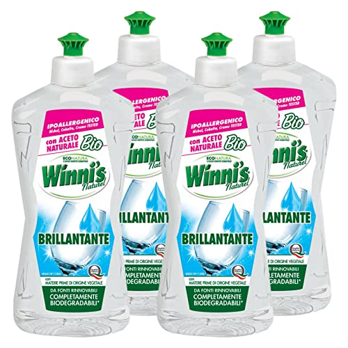 Winni'S Naturel Brillantante Per Lavastoviglie Con Aceto Naturale Bio Ipoallergenico Materie Prime Origine Vegetale Completamente Biodegradabili - 4 F