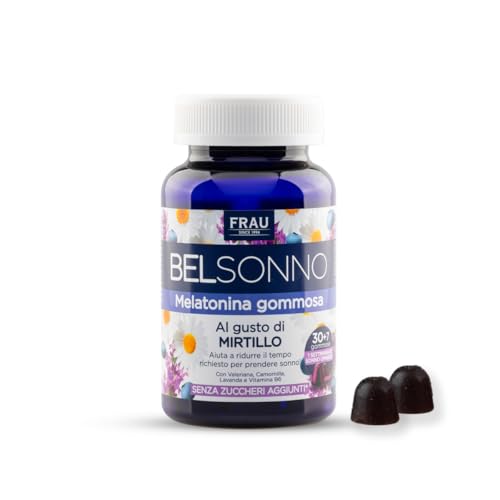 Frau Bel Sonno, 30+7 Caramelle Di Melatonina Gommosa Con Valeriana, Camomilla, Lavanda E Vitamina B6, Per Favorire Il Sonno, Gusto Mirtillo