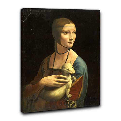 Niik Quadro + Telaio (Bc) La Dama Con L'Ermellino Di Leonardo Da Vinci 60 X 45 X 1,7 Cm Falso D'Autore Su Tela