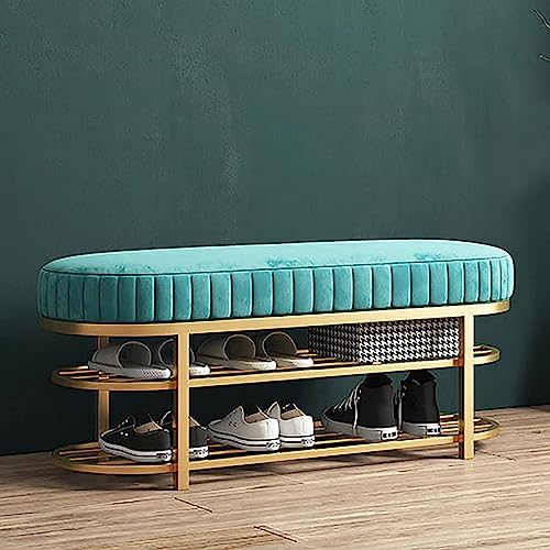 Dgdhhsfjdj Panca D'Ingresso Moderna Imbottita In Velluto Con Scarpiera A 2 Ripiani, Elegante Mobiletto Per Riporre Oggetti In Corridoio Per La Casa, M