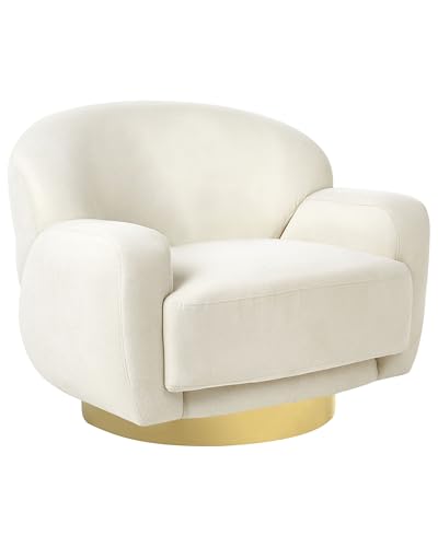 Poltrona Curva Glam Art Deco Base Oro Tessuto Beige Chiaro