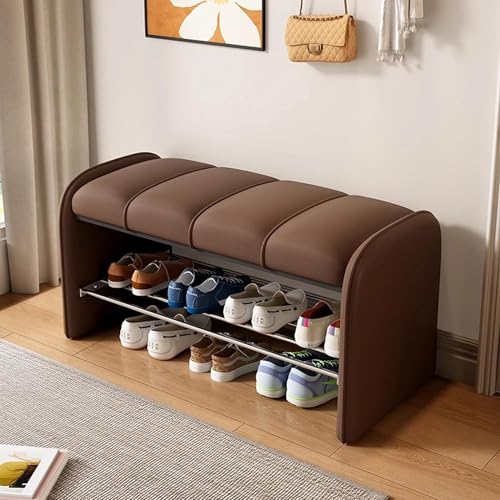 Dgdhhsfjdj Scarpiera Imbottita, Panca A 2 Ripiani, Contenitore Per Ingresso Con Seduta In Similpelle, Elegante Pouf Con Struttura In Legno Per Letto E