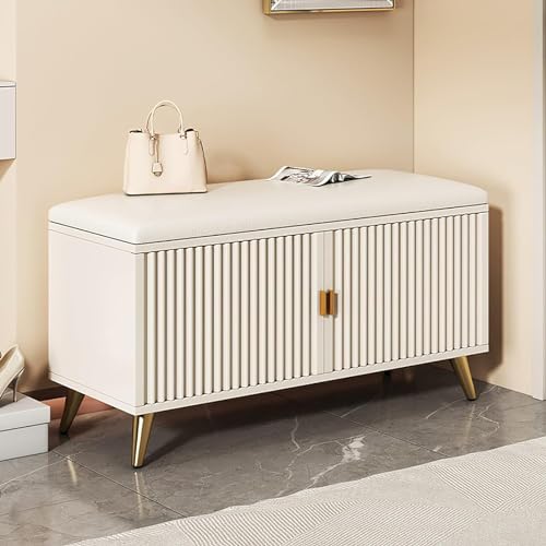 Dgdhhsfjdj Scarpiera Moderna E Sottile Con Porta Nascosta, Porta Scarpe Con Seduta Per Tacchi Alti, Ingressi, Corridoi, Armadi, Bianco Oro, 60 * 50 *