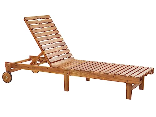 Lettino Da Giardino In Legno Di Acacia Con Schienale Reclinabile Pieghevole