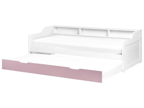 Letto Singolo A Scomparsa 90 X 200 Cm Telaio A Doghe Telaio A Scomparsa Bianco E Rosa