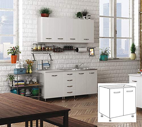 Salone Negozio Online Kit Mobile Cucina Base Sotto Lavello 2 Ante Cm.80X50X85H Bianco Lavabo Escluso