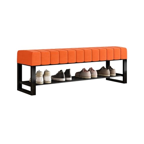 Dgdhhsfjdj Panca Portascarpe Imbottita In Tessuto Con Contenitore Per Camera Da Letto, Soggiorno, Ingresso, Arancione, 120 Cm, Capacità Di Carico 300