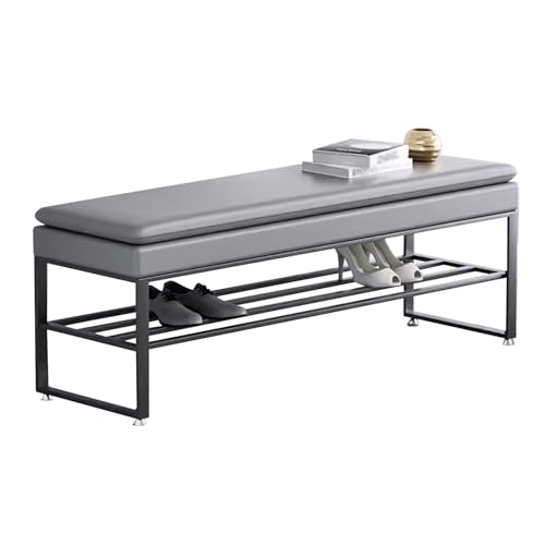 Dgdhhsfjdj Panca Portascarpe A 2 Ripiani Con Seduta Imbottita In Similpelle, Gambe In Metallo - Elegante Contenitore Per Scarpe Per Ingresso, Corridoi