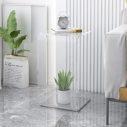 Dgdhhsfjdj Tavolino Moderno A Forma Di C, 30X30X60 Cm, In Acrilico Arancione Brillante. Il Design Elegante E Trasparente Valorizza Gli Spazi Abitativi