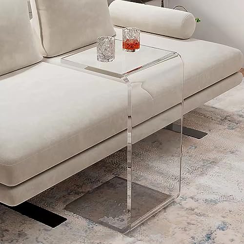 Dgdhhsfjdj Tavolino Laterale A Forma Di C, Moderno Tavolino In Acrilico Per Soggiorno, Camera Da Letto E Ufficio, Bianco Puro, 30X30X65 Cm