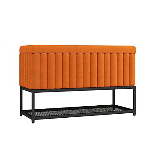Dgdhhsfjdj Lussuosa Panca Portascarpe In Velluto Con Ripiano In Metallo, Moderna Panca Portaoggetti Per Ingresso Per Scarpe E Accessori (80X47X35 Cm),