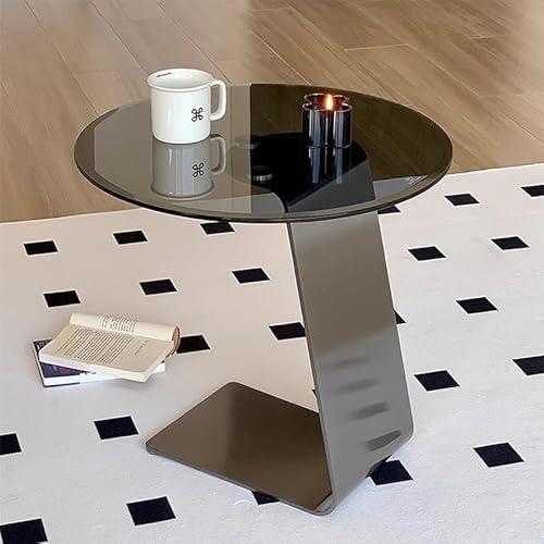 Dgdhhsfjdj Tavolino A Forma Di C, Tavolino Laterale In Vetro Temperato, Comodino Per Piccoli Spazi, Per Corridoio, Ufficio, Camera Da Letto, Soggiorno