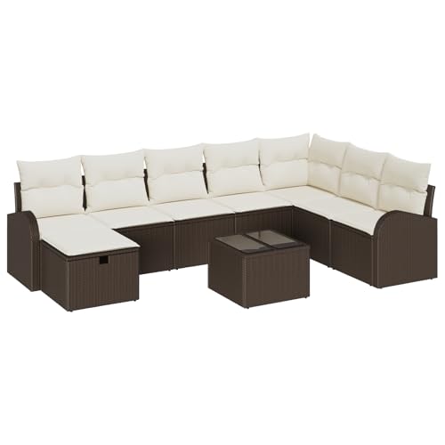 Vidaxl Outdoor-Modulares Garten-Sofa-Set Braun Synthetisches Rattan Polyester-Kissen Sitzplätze Für 5 Personen Ideal Für Terrassen Langlebig Und Wette
