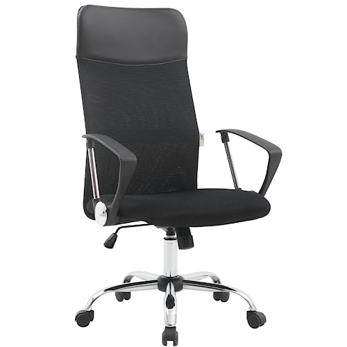 Poltrona Da Ufficio, Ergonomica, Presidenziale, Sedia Da Direttore In Tessuto Rete Nero, Con Supporto Lombare, Girevole, Direzionale