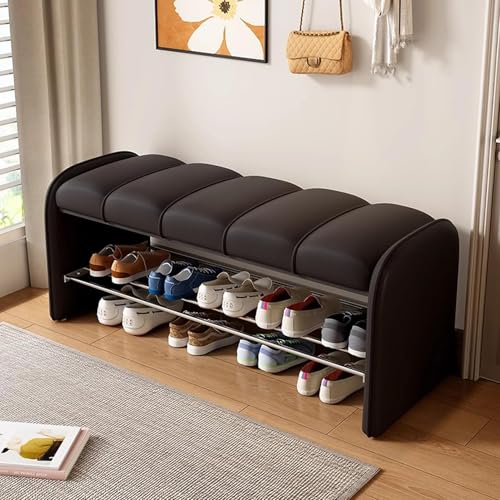 Dgdhhsfjdj Scarpiera Imbottita, Panca A 2 Ripiani, Contenitore Per Ingresso Con Seduta In Similpelle, Elegante Pouf Con Struttura In Legno Per Letto E